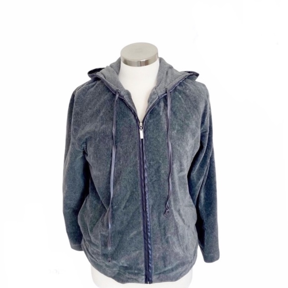 Karen Scott Grey Zip-Up Hoodie, PM